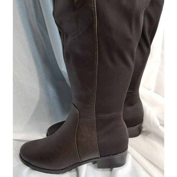 ShoeDazzle Lornah WC Riding Boots Dark Brown Over Knee Faux Leather Women's 8.5 - Picture 8 of 12